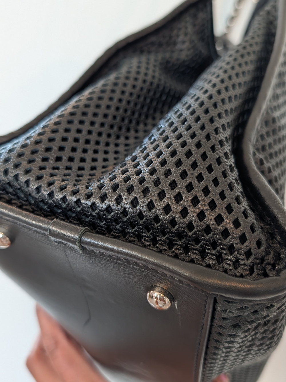 Chanel Black Calfskin Perforated Leather Tote - Picture 3 of 12